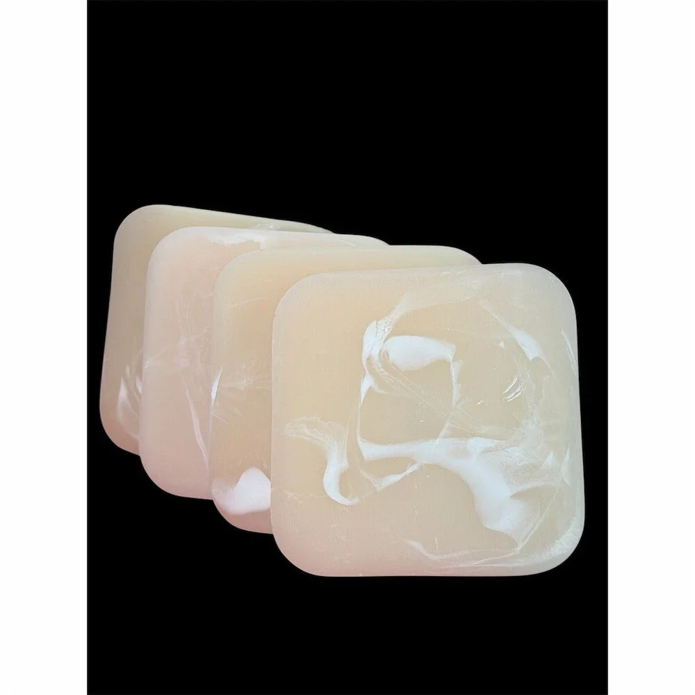 RIRIKU Coaster Set of 4 Square Beige Marble Swirl Non-Slip Easy Clean